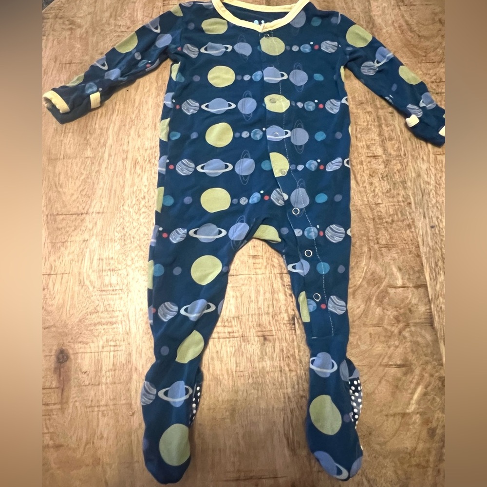 Kickee Pants 3-6 mo baby boy girl  Navy Planet space Footed One-Piece sleeper